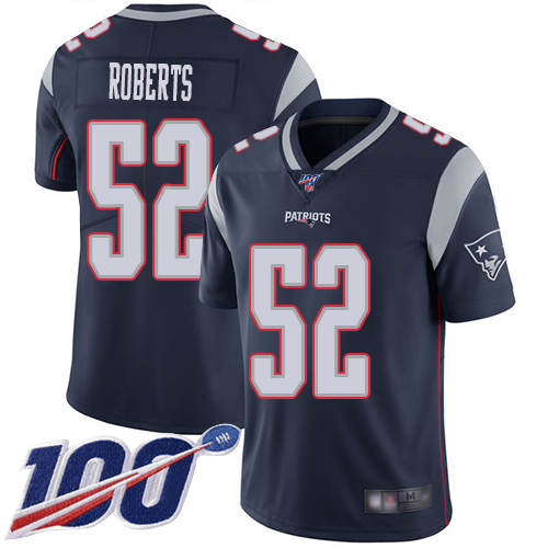 New England Patriots Football #52 100th Limited Navy Blue Men Elandon Roberts Home NFL Jersey